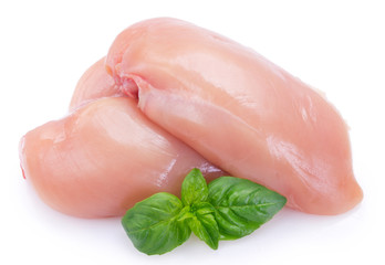 Raw chicken fillet on white background