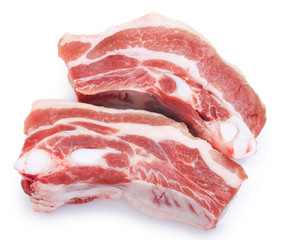 Raw pork on white background