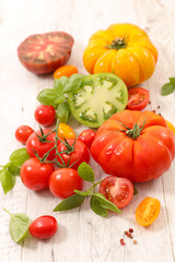 Fototapeta na wymiar various of tomato and basil