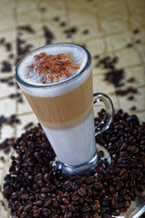 A cappuccino is an espresso based coffee drink that originated in Italy, and is traditionally prepared with steam milk foam.