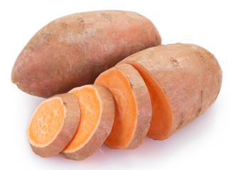 Sweet potato on white background