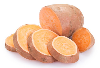 Sweet potato on white background