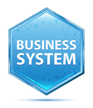 Business System crystal blue hexagon button