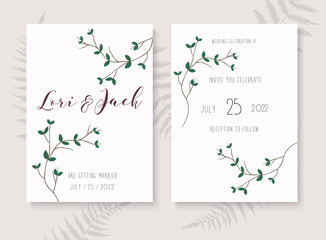 Obraz premium Wedding invitation cards with gold design. Save the date. Wedding timeline. Vector illustration.