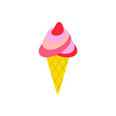 Ice cream in bright cartoon style. Icecream vector in nice colors isolated on white background.