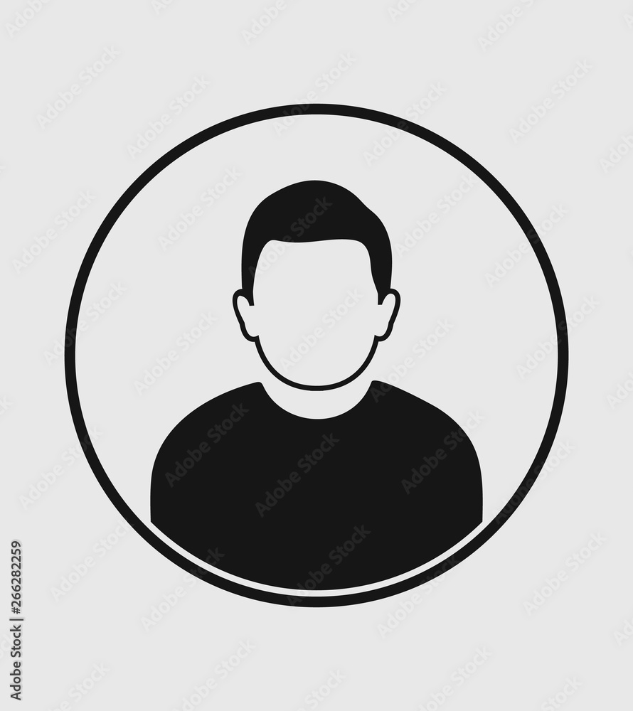 Poster man profile icon with circle shape on gray background