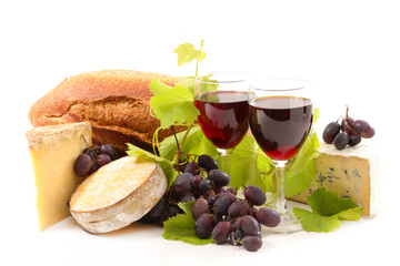 red wine with bread and cheese