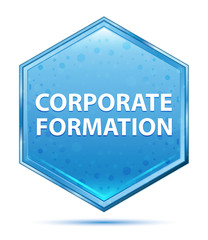 Corporate Formation crystal blue hexagon button