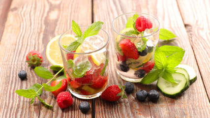 fruit ice cube and mint for summer