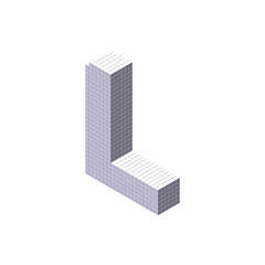 3d pixelated capital letter L. Vector illustration.