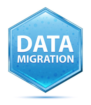 Data Migration crystal blue hexagon button