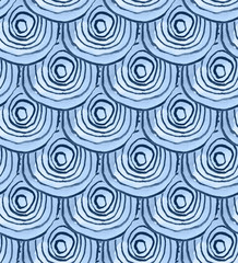 Abstract blue scaly ornament. Seamless watercolor pattern