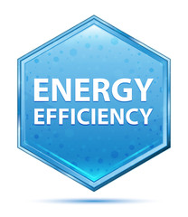 Energy Efficiency crystal blue hexagon button