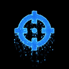 Wet symbol crosshairs is blue. Water dripping