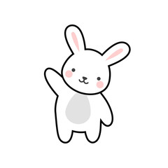 cute rabbit character bunny vector design, easter greeting card, invitation, greeting card, poster, with cute, cartoon hand drawn watercolor background