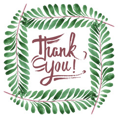 Palm beach tree leaves jungle botanical. Watercolor background illustration set. Frame border ornament square.