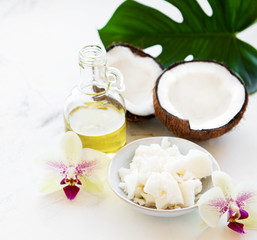 Fresh coconut oil and spa ingredients
