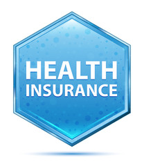 Health Insurance crystal blue hexagon button