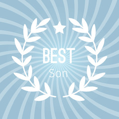 Wreath award best son vector background with star in blue color.