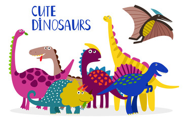Cartoon dinosaurs vector collection isolated on white background