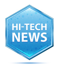 Hi-tech News crystal blue hexagon button