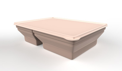 plastic lunch box container on isolated white background. 3d illustration