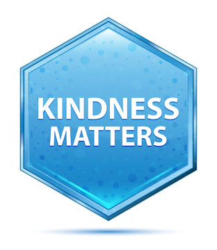 Kindness Matters crystal blue hexagon button