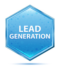 Lead Generation crystal blue hexagon button