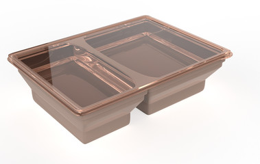 plastic lunch box container on isolated white background. 3d illustration