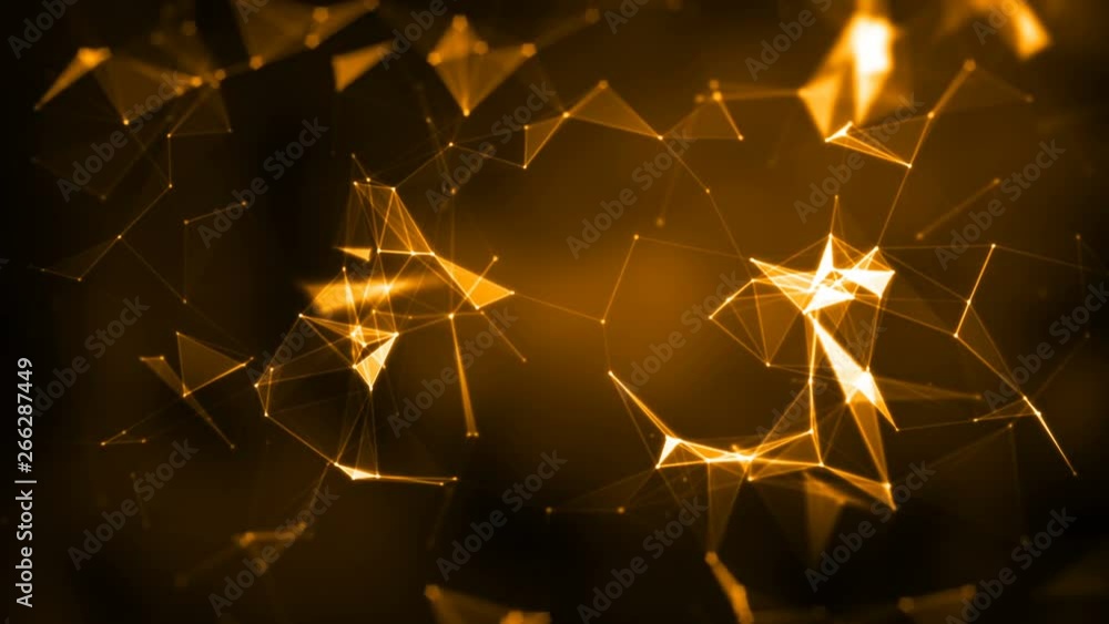 Poster abstract futuristic, polygonal space with a dark background with connecting points, lines and triang