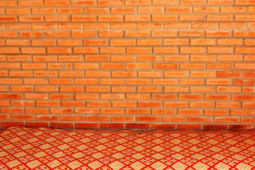 Beautiful Rustic Brick Wall of Orange Color of Masonry with Mat. Dark Red Stone Blocks of Structure for Your Text. Old Vintage Brown Wall or Brickwork Texture Background, Empty Pattern and Abstract.