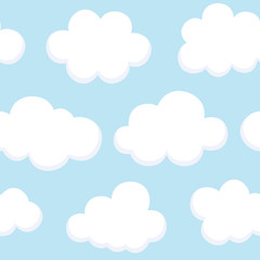 Cloud Cute Seamless Pattern Background with sky, Vector illustration