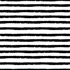 Seamless pattern with black watercolor stripes on white background in grunge style