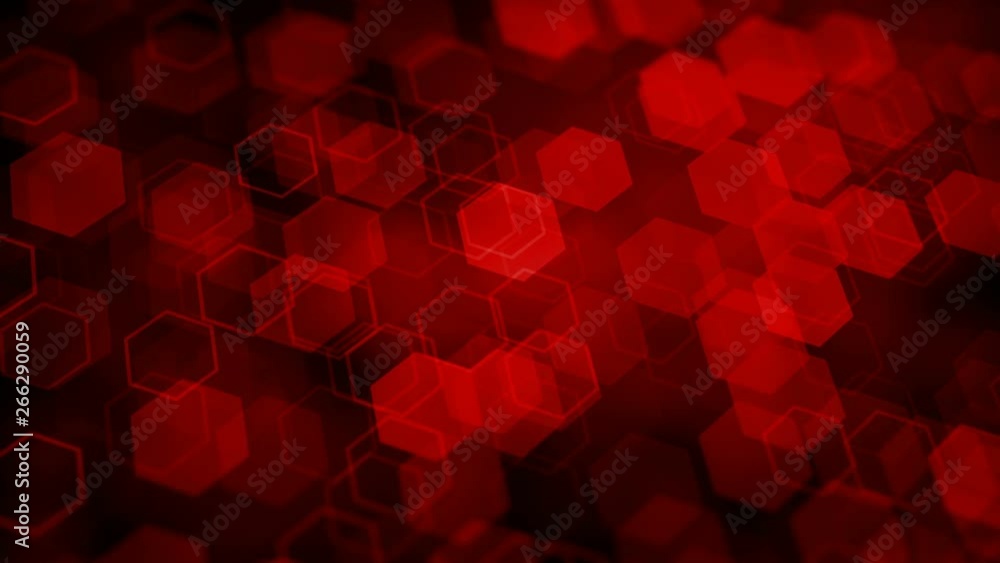 Poster Seamless loop of colorful hexagon particles with vertical movement. Drawing Hexagon Shapes Motion Background Animation - Loop Red 4K