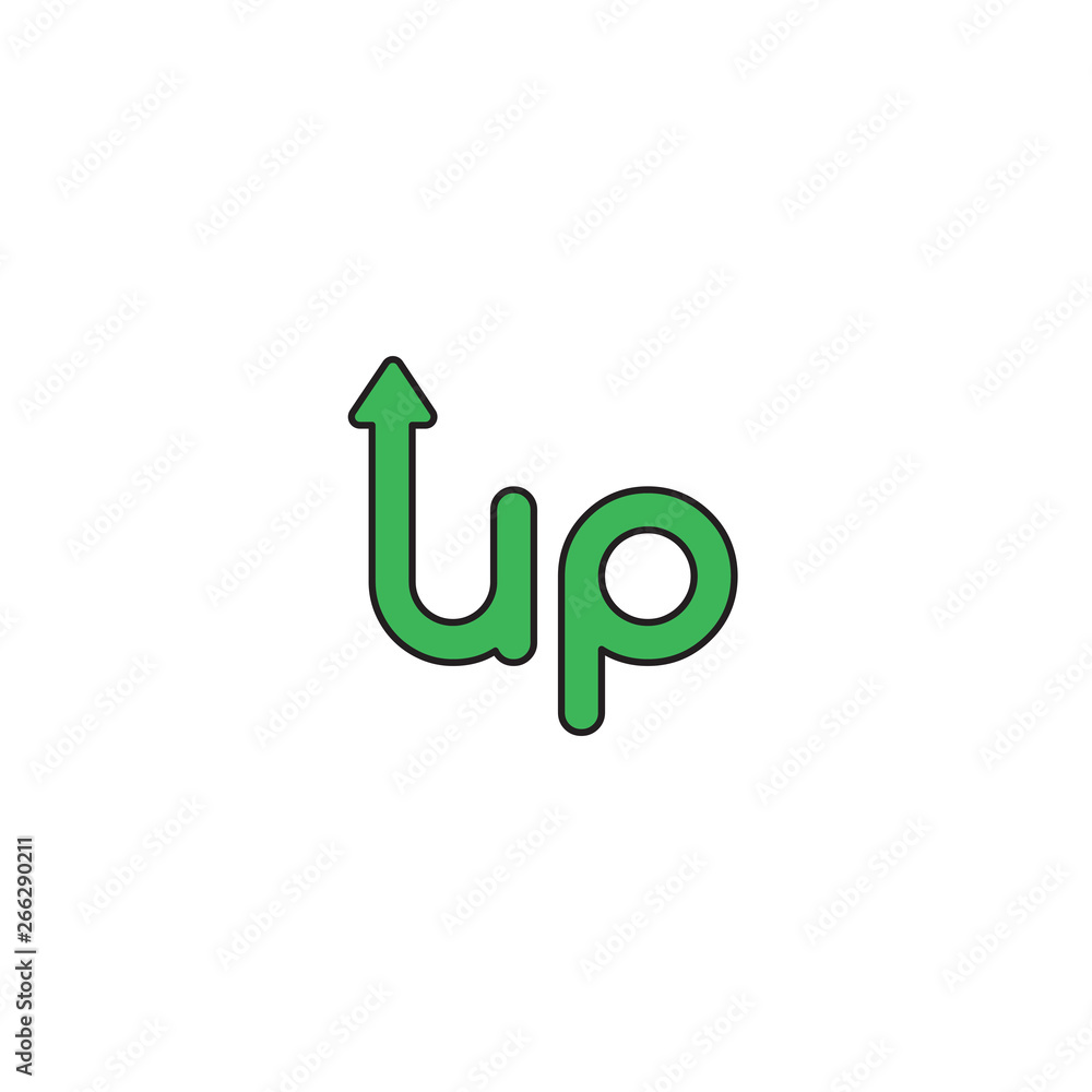 Poster vector icon concept of up word with arrow moving up.