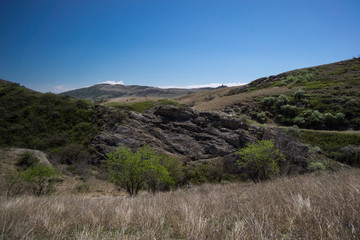 Fototapeta na wymiar Azerbaijan border landscape dry grass