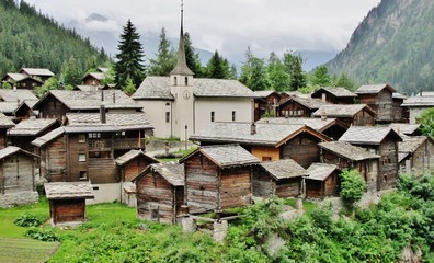 Dorf Blatten, Kanton Wallis, Schweiz