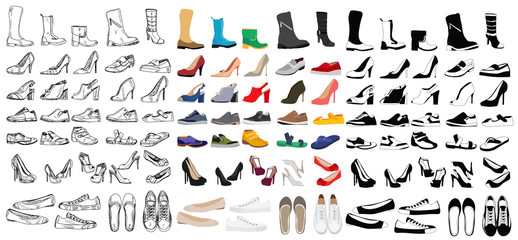 set, collection of men's and women's shoes