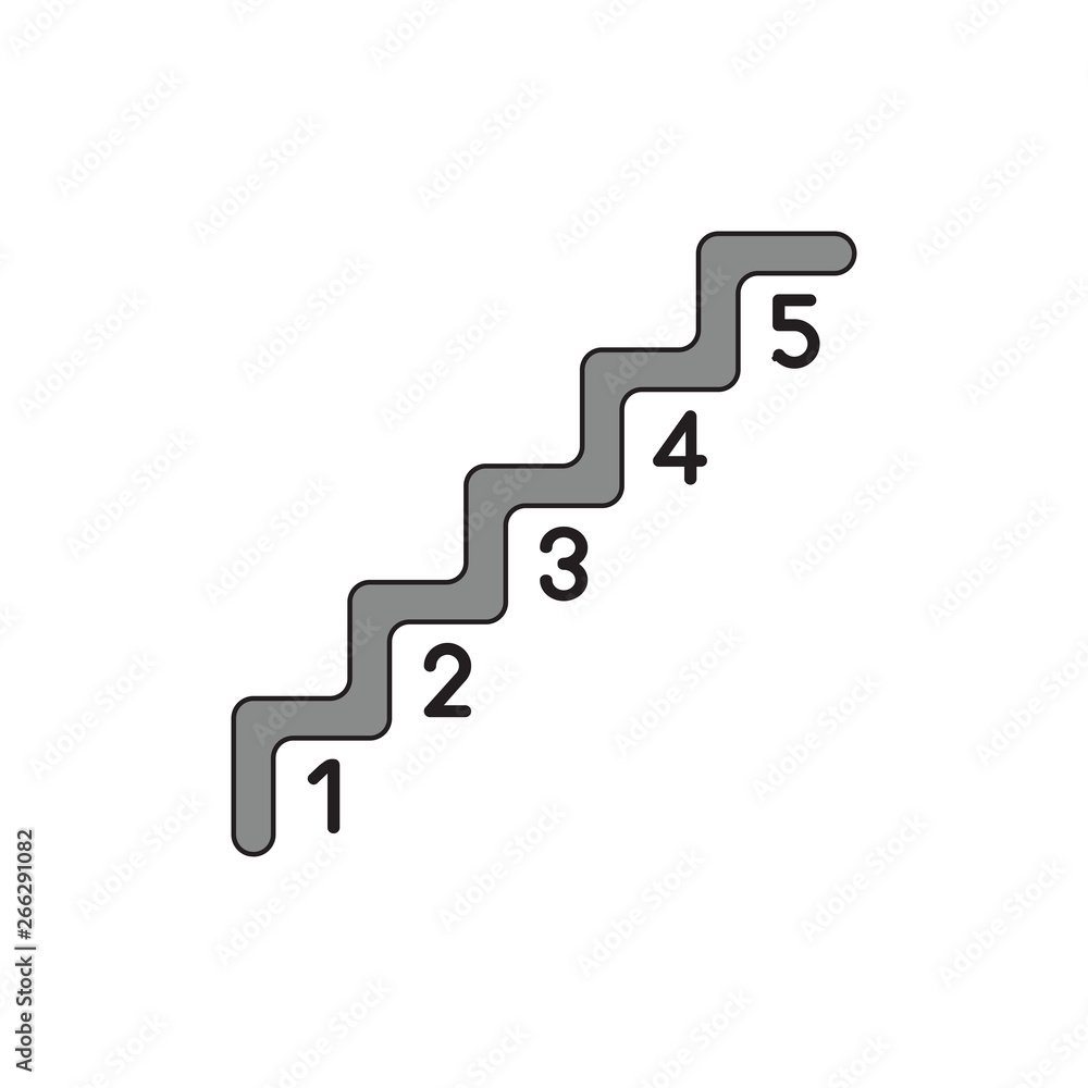 Poster vector icon concept of stairs with numbers from one to five.