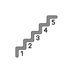 Vector icon concept of stairs with numbers from one to five.