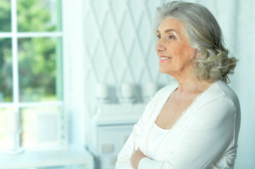 Beautiful smiling senior woman close up portrait