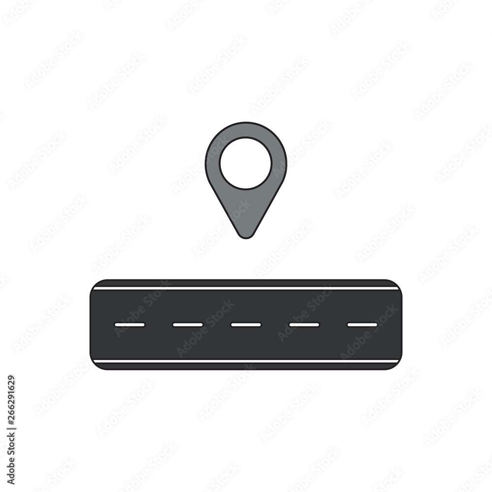Aufkleber vector icon concept of map pointer with road.