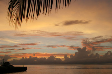 Seascape during the day and sunset.