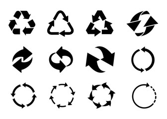 Recycled cycle arrows icon set. Vector illustration