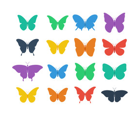 Colorful Butterflies collection. Butterfly in flat design. Butterflies in trendy flat design