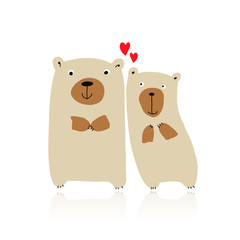 Funny bears family, sketch for your design