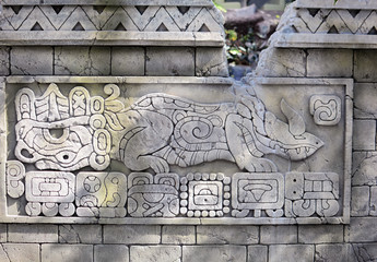 runes, animals and people on drawings and images carved on stone in ancient times without the use...