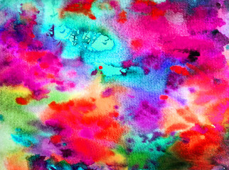 Obraz na płótnie Canvas Watercolor abstract bright colorful textural background handmade . Painting of underwater world of coral reef. Modern sea scape