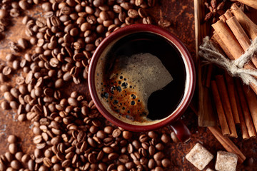 Coffee with cinnamon, anise and pieces of brown sugar.
