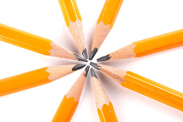 Pencil to draw yellow color on white background.